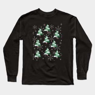 Snowy Christmas Trees Long Sleeve T-Shirt